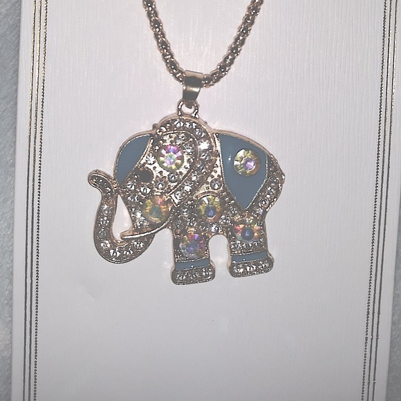 Elephant Necklace BlueTeal Silver CZ fashion post earring Fashion Kids Womens… - Picture 3 of 15